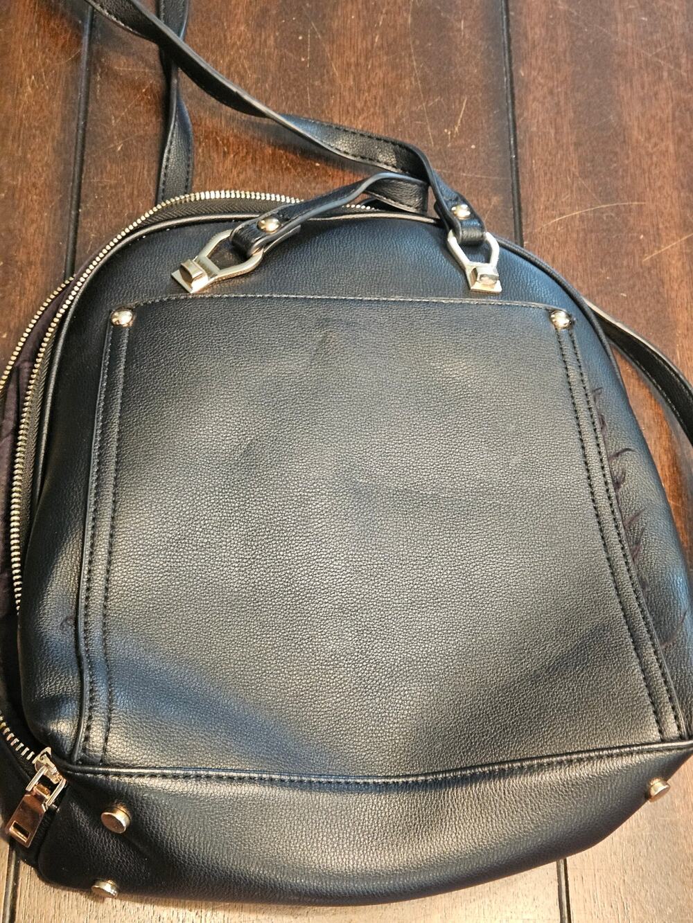Miztigue Black Inner Pocket Detachable Strap Zip Shoulder Bag Backpack
